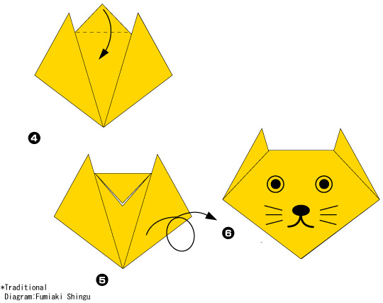 Урок-схема оригами кошка из бумаги